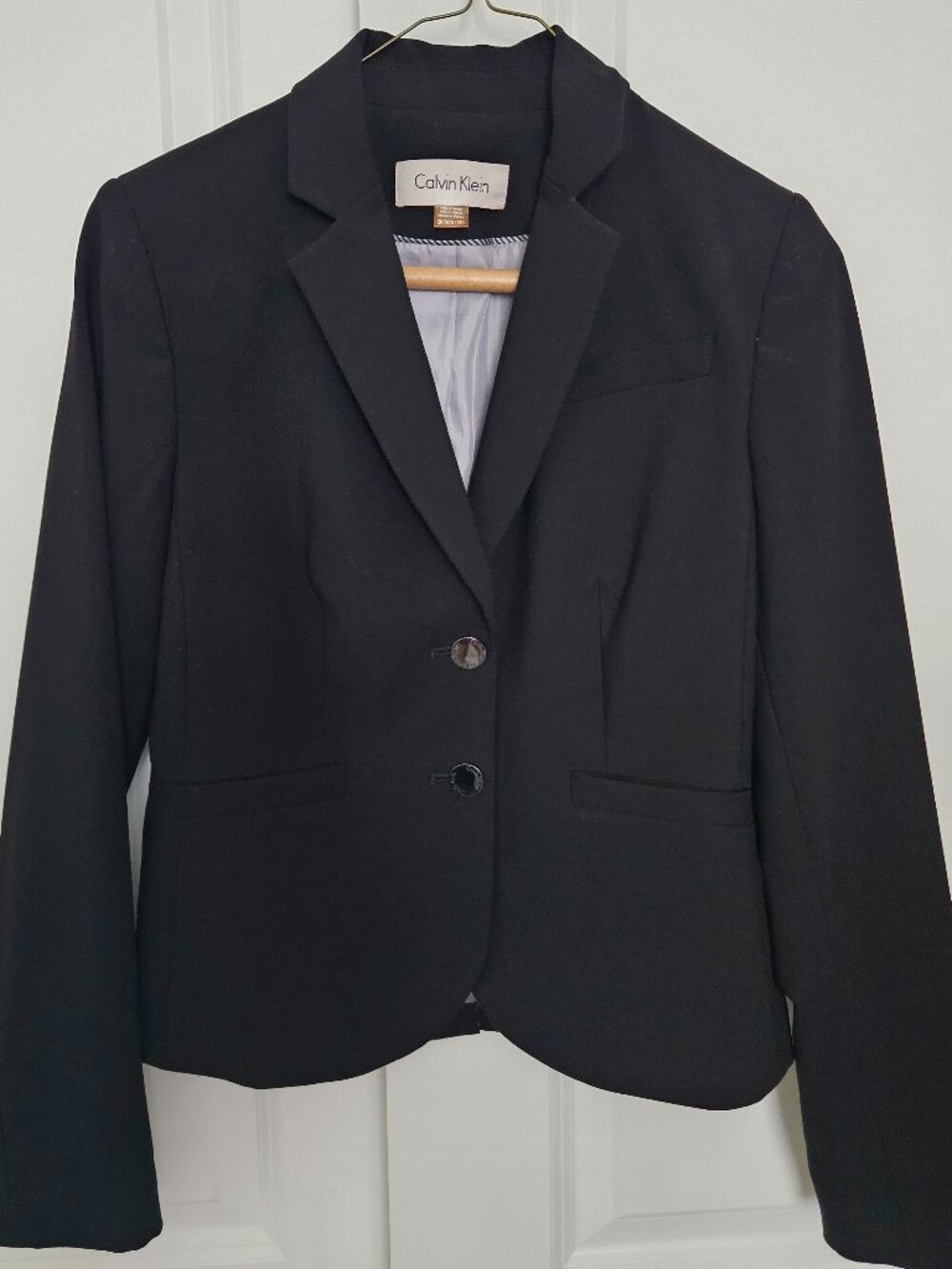 Calvin Klein Women's Black Notch Lapel Blazer Polyester Rayon Size 2P